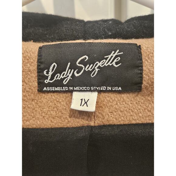 Vintage Lady Suzette Wool Over Coat Women's XL Oversized Styled In USA Hooded - Picture 9 of 11